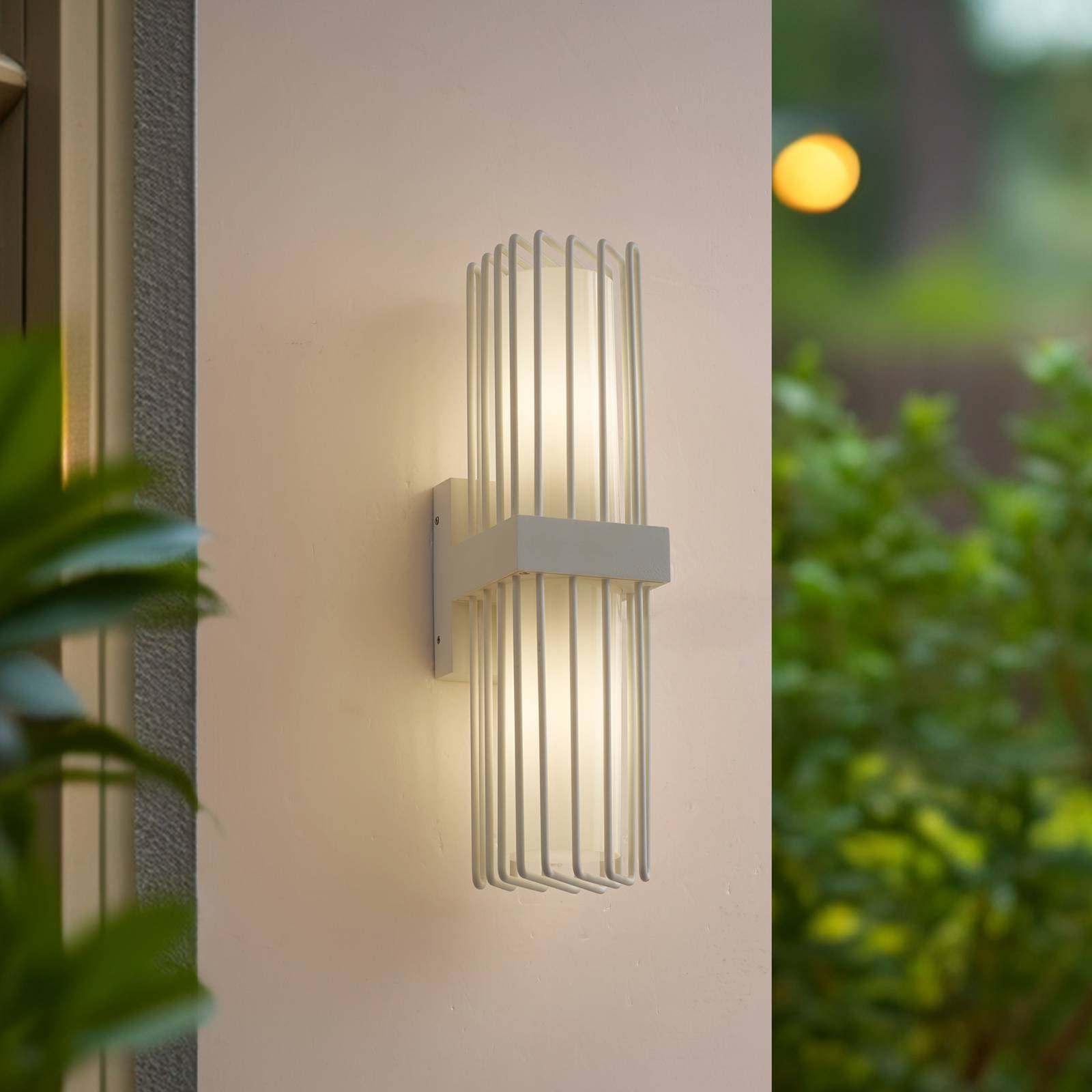 Outdoor Wall Light Chandan Lucande, dimmable, White / opal, Aluminium, Modern, Outdoor Wall Light