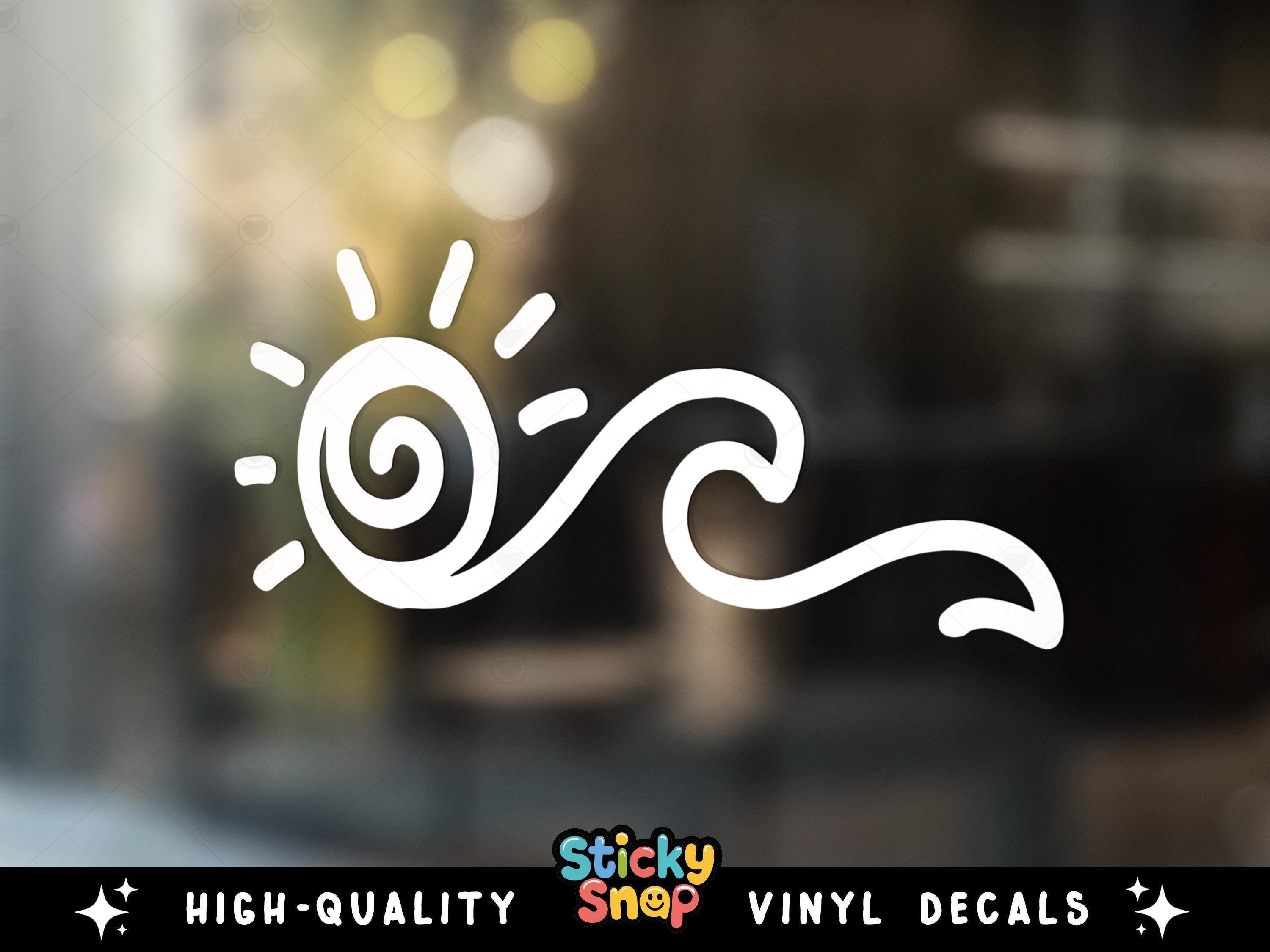 Adesivo in vinile con oceano, adesivo con sole, adesivo per auto con onde e sole, adesivo per laptop con spiaggia, adesivo con onda, adesivo con sole,