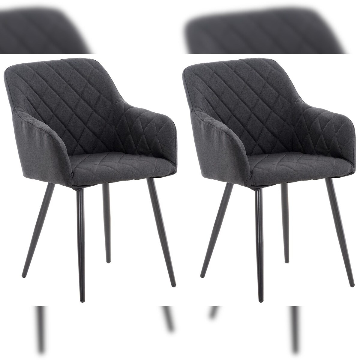 DELUKE 2er Set Esszimmerstuhl LISAN - Stoff Schwarz 47x44x84 cm | Essstühle Esszimmerstühle Küchenstühle Wohnzimmerstühle Image