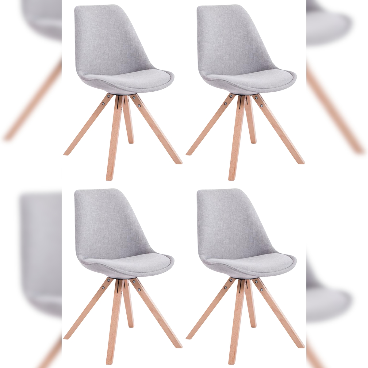 DELUKE 4er Set Besucherstuhl SYDNEY - Stoff Grau 48x56x84 cm | Besucherstühle Konferenzstuhl Wartezimmerstuhl Bürostühle Bürostuhl Konferenzraum Wartezimmer Image