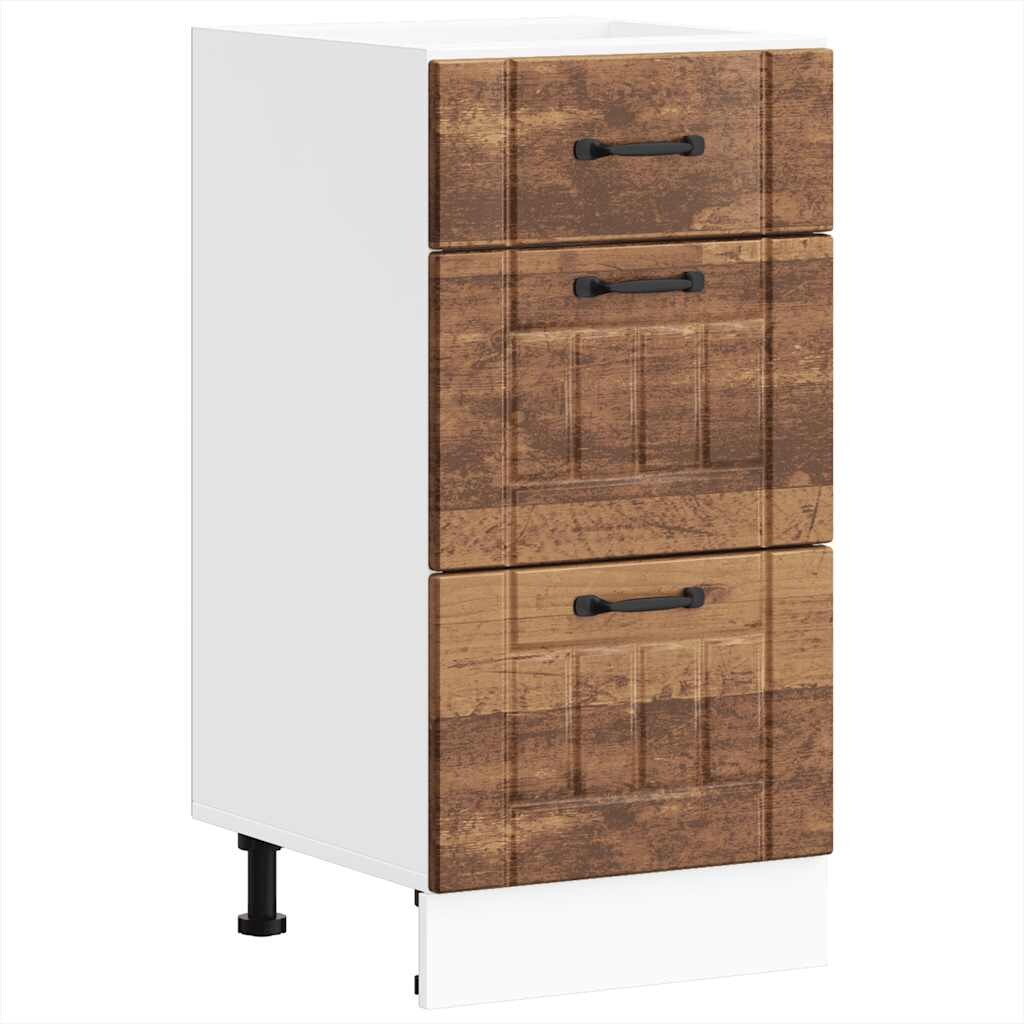DELUKE Küchenunterschrank MARO Altholz-Optik 40x46x81,5 cm | Küche Unterschrank mit Schublade Image