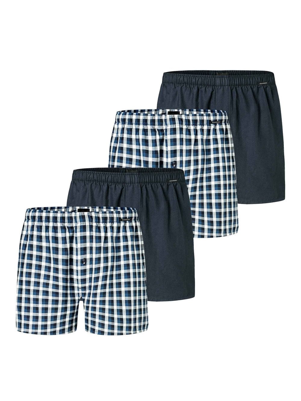 Schiesser Web-Boxershorts 4er Pack Herren blau, S Image