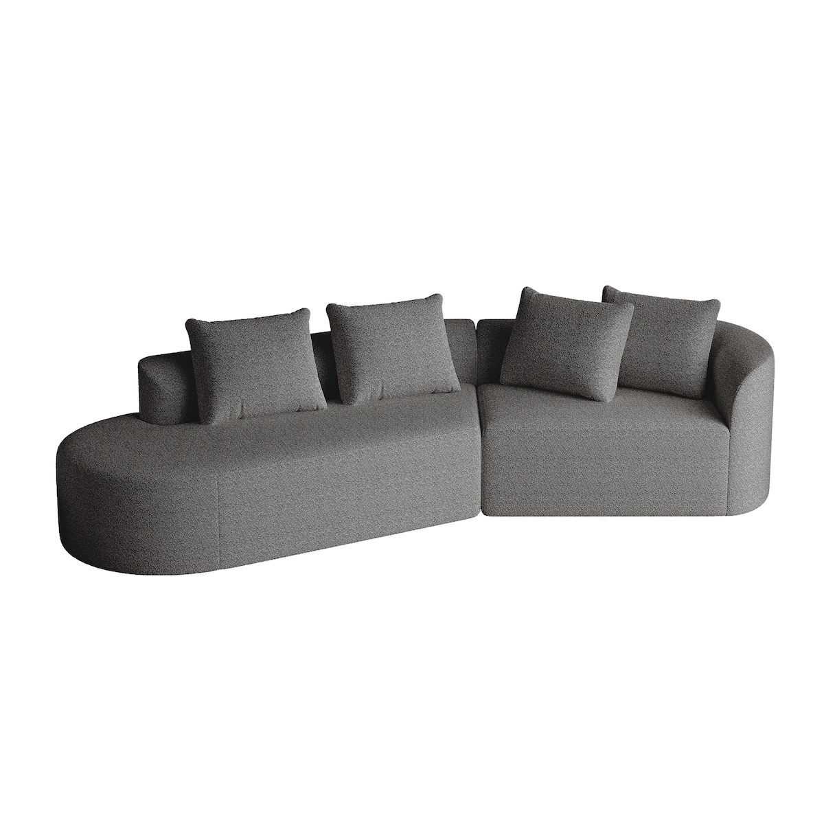 OKWISH Ecksofa 4-Sitzer 61x294x91 cm in Dunkelgrau mit luxuriöser Chenille-Polsterung und geschwungener Rückenlehne Image