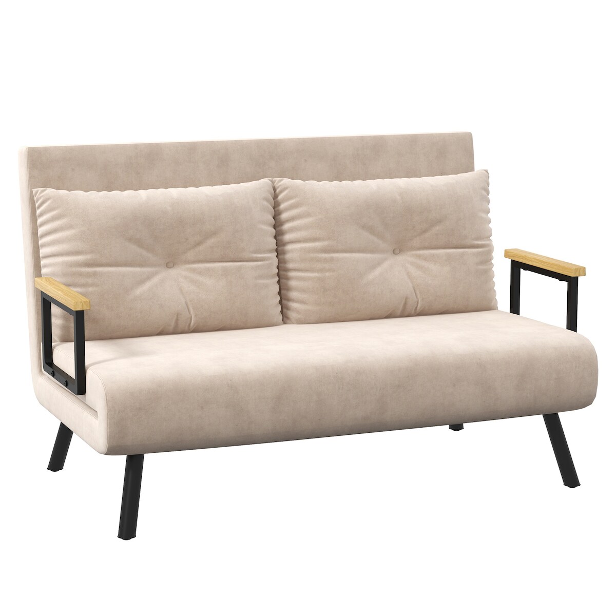 OKWISH Schlafsessel 102x73x81 Stahlrahmen 5-fach verstellbare Rückenlehne Bettfunktion Gästebett Polyester Komfort Beige Image