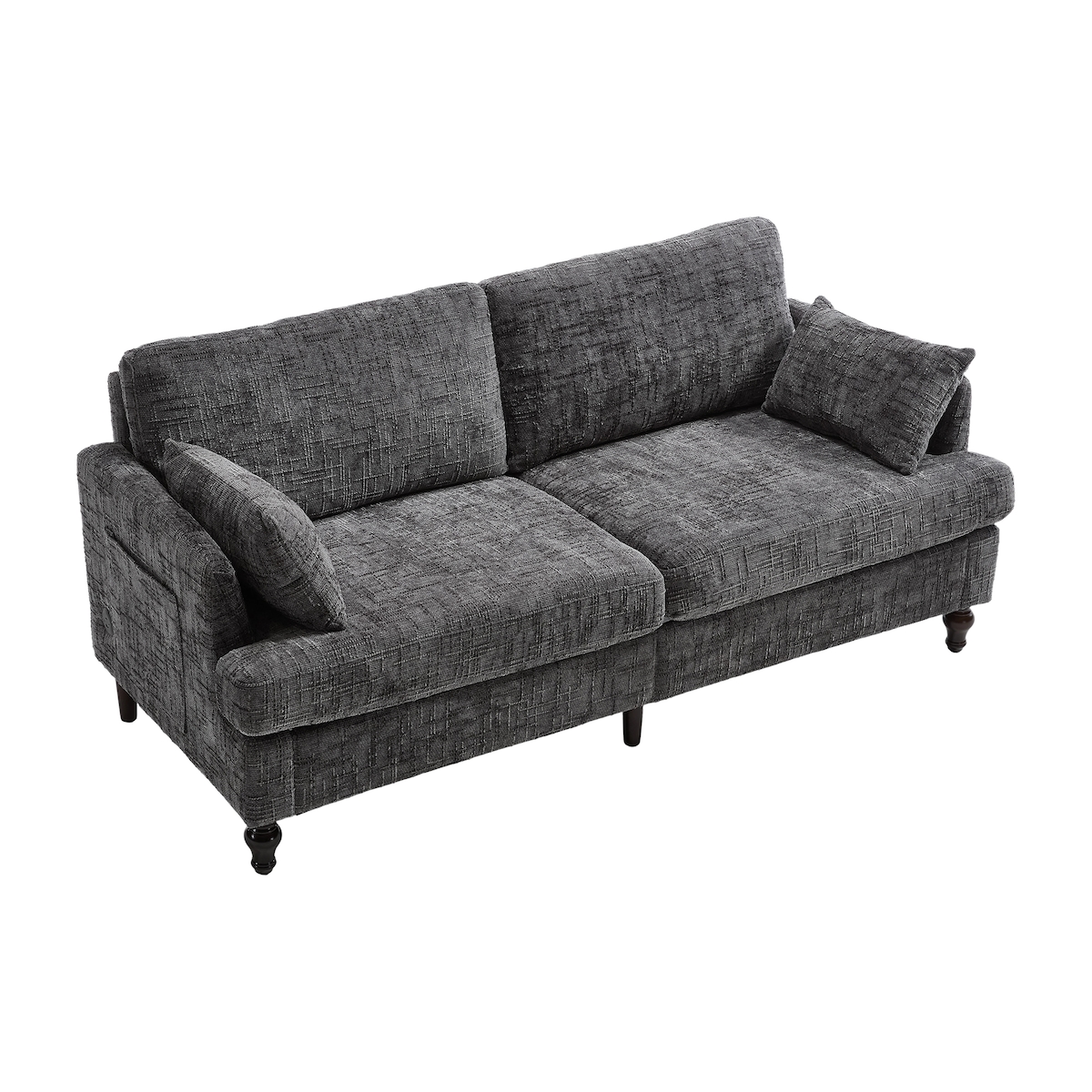 STILVORA Multifunktionales 2-Sitzer Sofa 175x83x78cm Chenille Gepolstert mit LED-Licht USB-Anschluss Aufbewahrung Modern Wohnzimmer Büro Komfort Grau Image