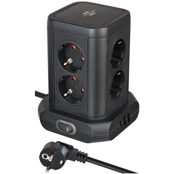 Brennenstuhl 8-fach Steckdosenturm schwarz, 14x12x15 cm Image