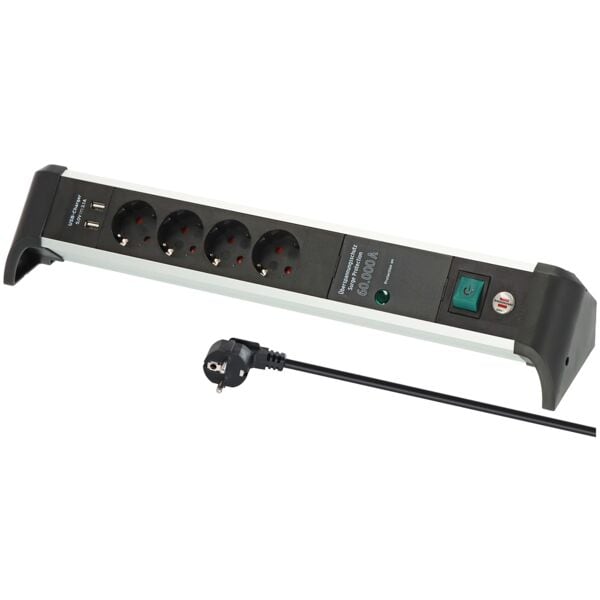 Brennenstuhl 4-fach Steckdosenleiste mit Überspannungsschutz »Alu-Office-Line« schwarz / silb, 48x10.5x10.5 cm Image