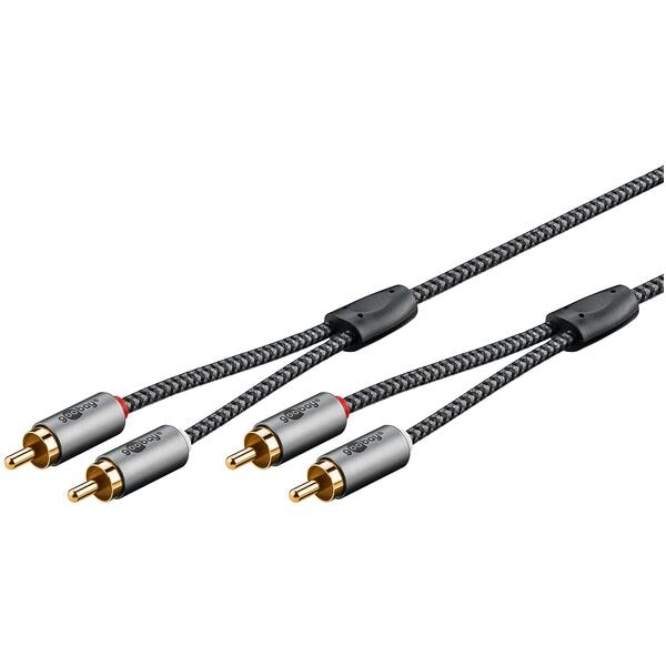 goobay Audio-Kabel Cinch silber / schwarz 3 m