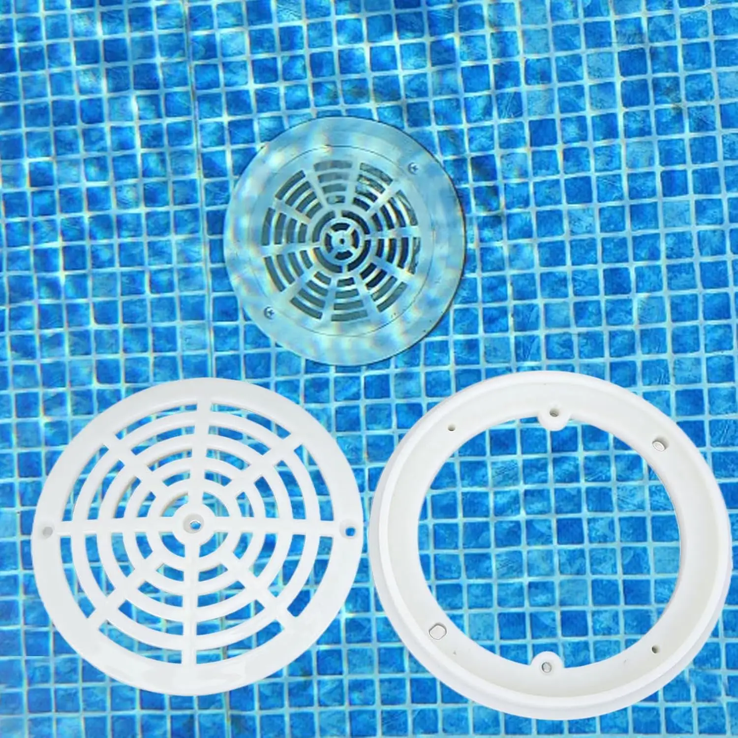 Couvercle de vidange principal de piscine, plaques de montage inférieures de grille supérieure, couvercle de vidange de piscine de remplacement blanc, couvercle de sortie de piscine