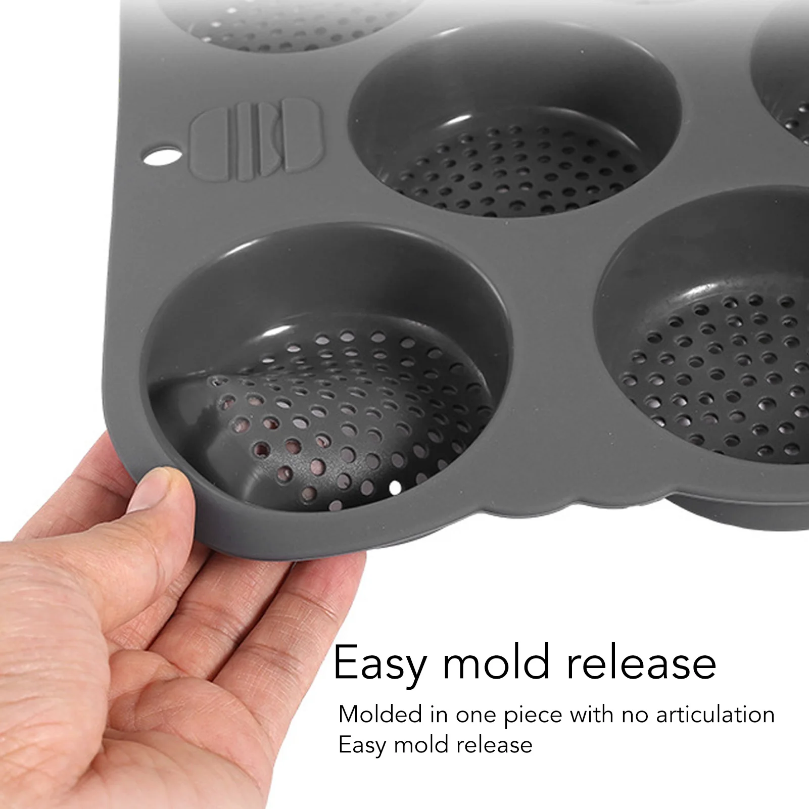 Hamburger-Brötchenform, hitzebeständig, gleichmäßige Heizung, Hamburger-Brotform, leicht zu lösendes, wiederverwendbares 8-Hohl-Silikon für die Küche Image