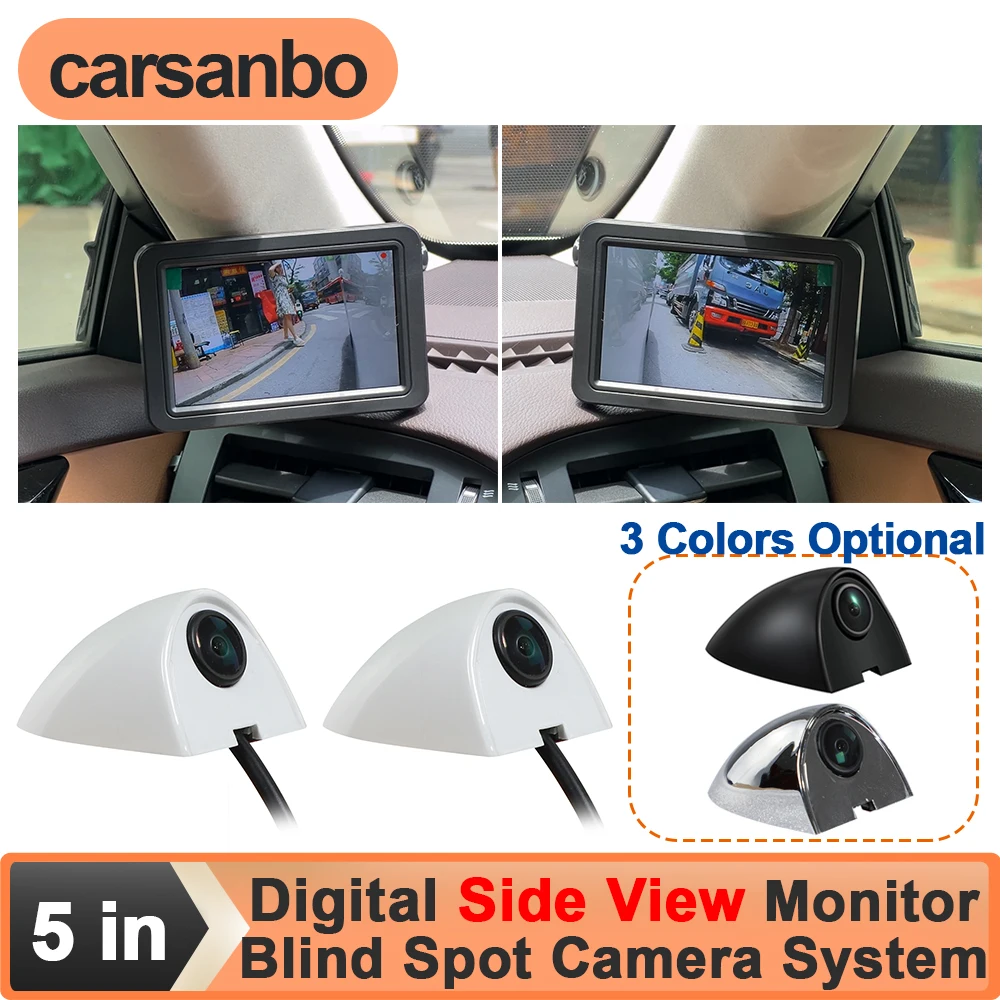 Carsanbo 5-Zoll-Seitenspiegel-Monitorsystem AHD 1080P 87 ° Auto AHD 1080P Blind Spot Kamera mit Aufnahme- und Wiedergabefunktion Image