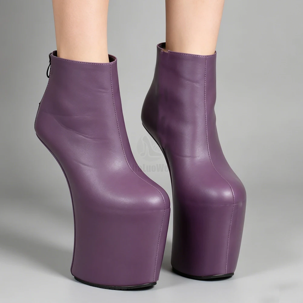 Frauen Heelless Plattform Stiefel Sexy Runde Kappe design 2019 Frauen Schuhe Stiefeletten Mode High Heels Große Größe 36-46