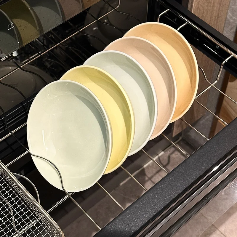 5-teilige cremige Keramikteller 14,22 cm, rund, weiß/beige/grün, Geschirr für Snacks/Salate/Desserts – mikrowellen-/ofen-/spülmaschinenfest Image