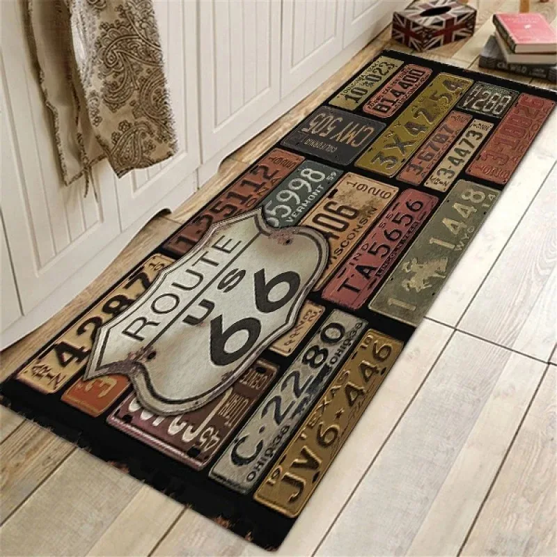 Route 66 Design Living Room Entrance Doormat Kitchen Floor Mat for Carpet Bedroom Rugs Bathroom Non-slip Mat Foot Pad Home Decor