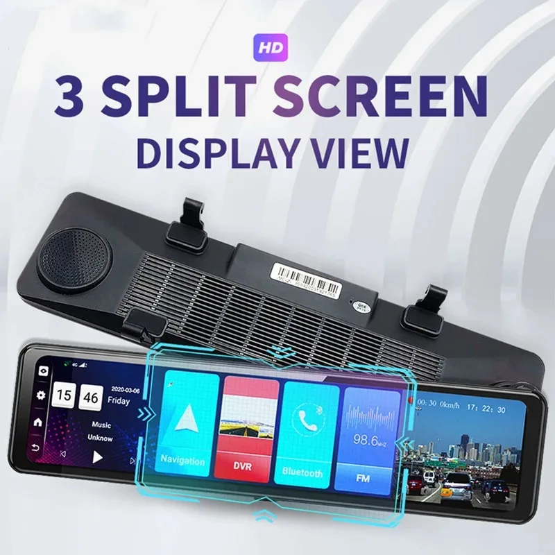 12 Zoll 4G Auto Rückspiegel DVR Kamera GPS Navigation WIFI FHD1080P ADAS Dash Cam Recorder Android 8.1 vorne Hinten Auto Drive Image