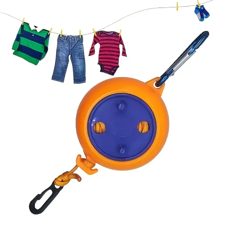 1 × Camping-Wäscheleine, Wäschetrocknungsseil, 10 m, Outdoor-Wäscheleine, winddicht, rutschfest, einziehbare Schnur für Wäschetrocknungsleine Image