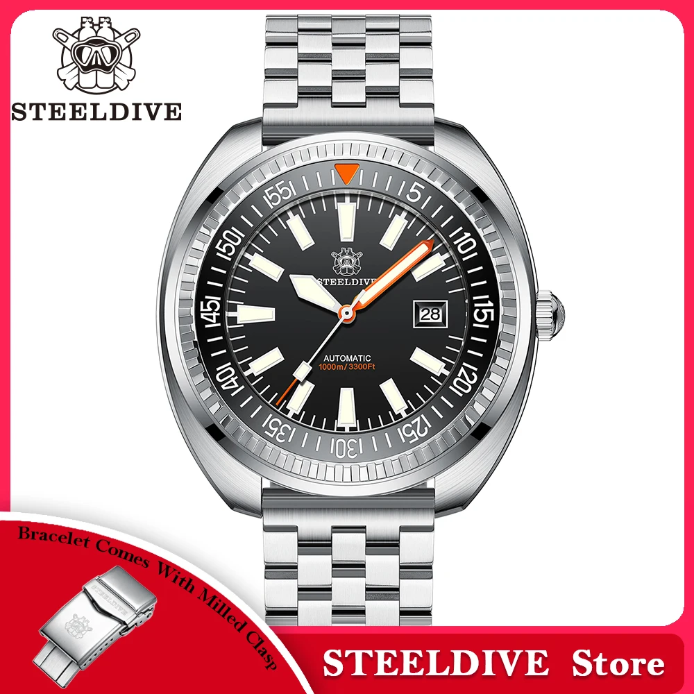 SD1983 Cooles Design STEELDIVE Marke 1000 m wasserdicht 49 mm große NH35 automatische Keramiklünette Saphir-Taucheruhren für Herren