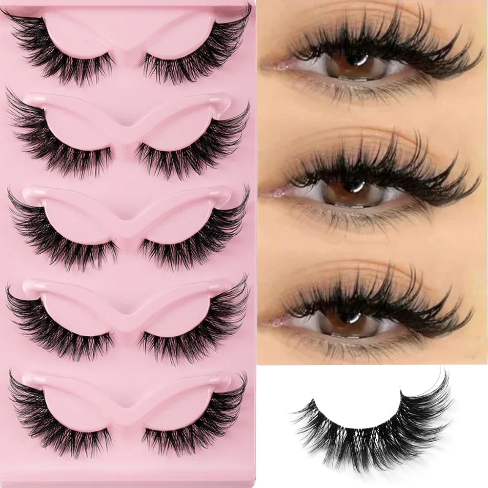 5 paia Ciglia Cat Eye Ciglia finte visone Ciglia lunghe naturali Manga Ciglia alate Ciglia allungate Ciglia finte Trucco