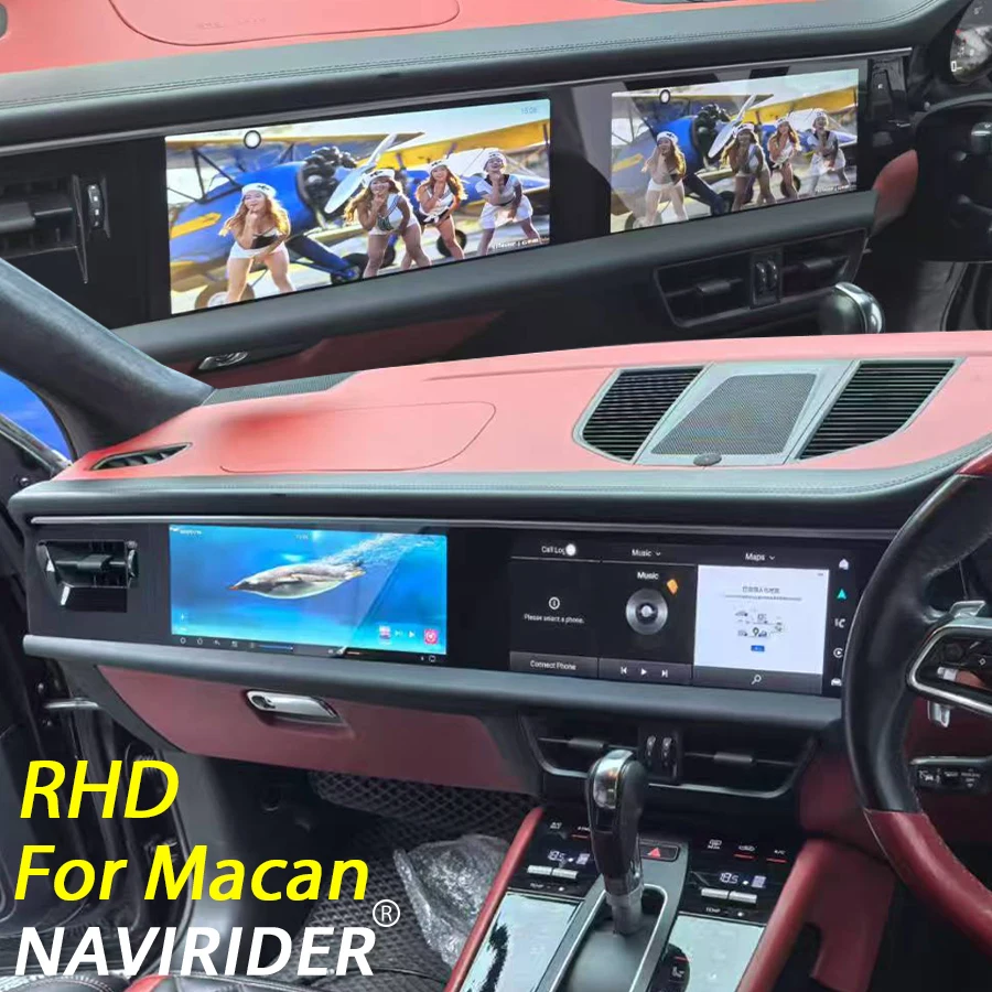 RHD Android Für Porsche Macan Verbesserte Interaktive Doppel Bildschirm Auto GPS Navigation Carplay HeadUnit GPS Multimedia Radio Player