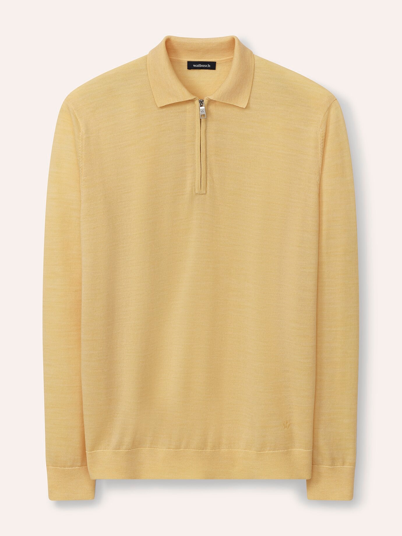 Walbusch Herren Polo Pullover Merino Extrafein Gelb