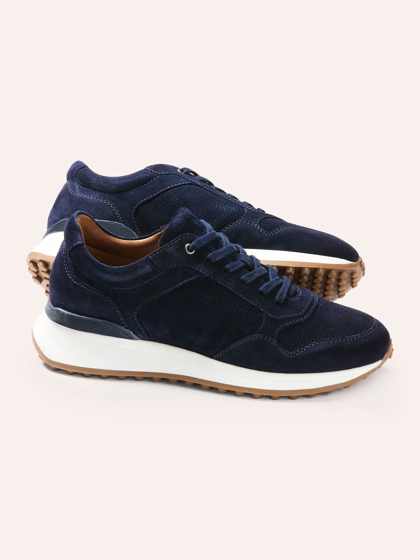 Walbusch Herren Velours Perfo Sneaker-Schuh Blau noch offen: Muster