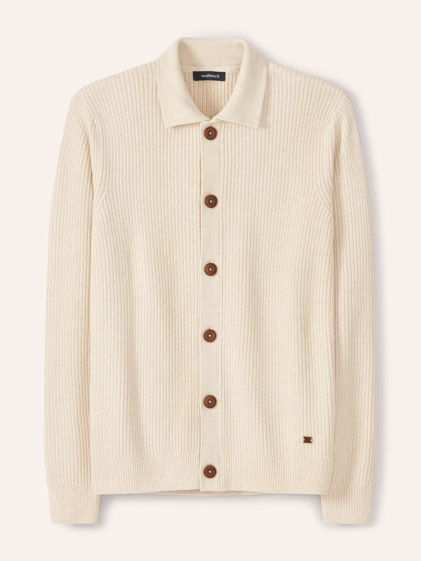 Walbusch Herren Gerippter Polo-Cardigan Weiß