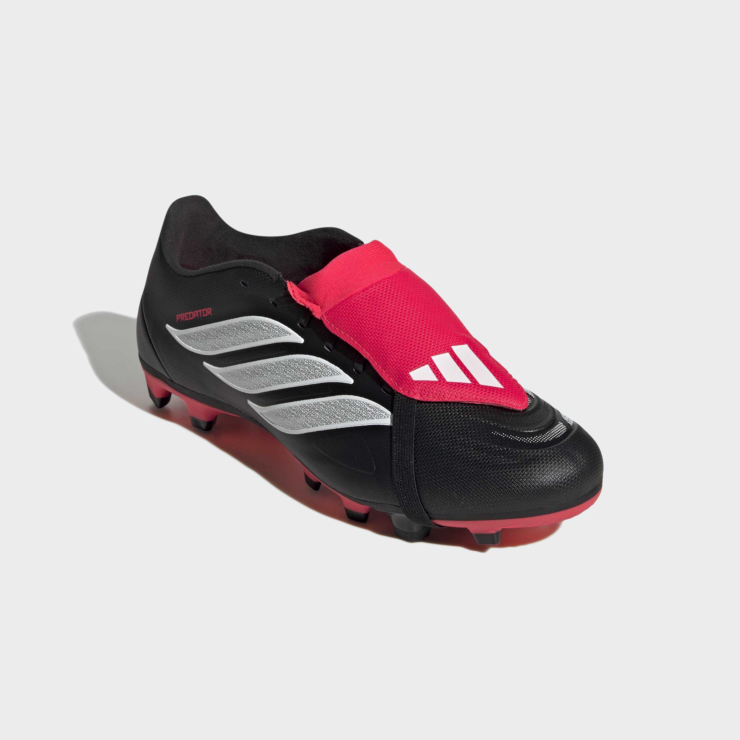Fußballschuh ADIDAS PERFORMANCE "PREDATOR CLUB FOLD-OVER TONGUE FIRM GROUND/MULTI GROUND", Gr. 48, core schwarz, cloud weiß, lucid rot, Synthetik, Schuhe Fußballschuh, für viele verschiedene Böden geeignet