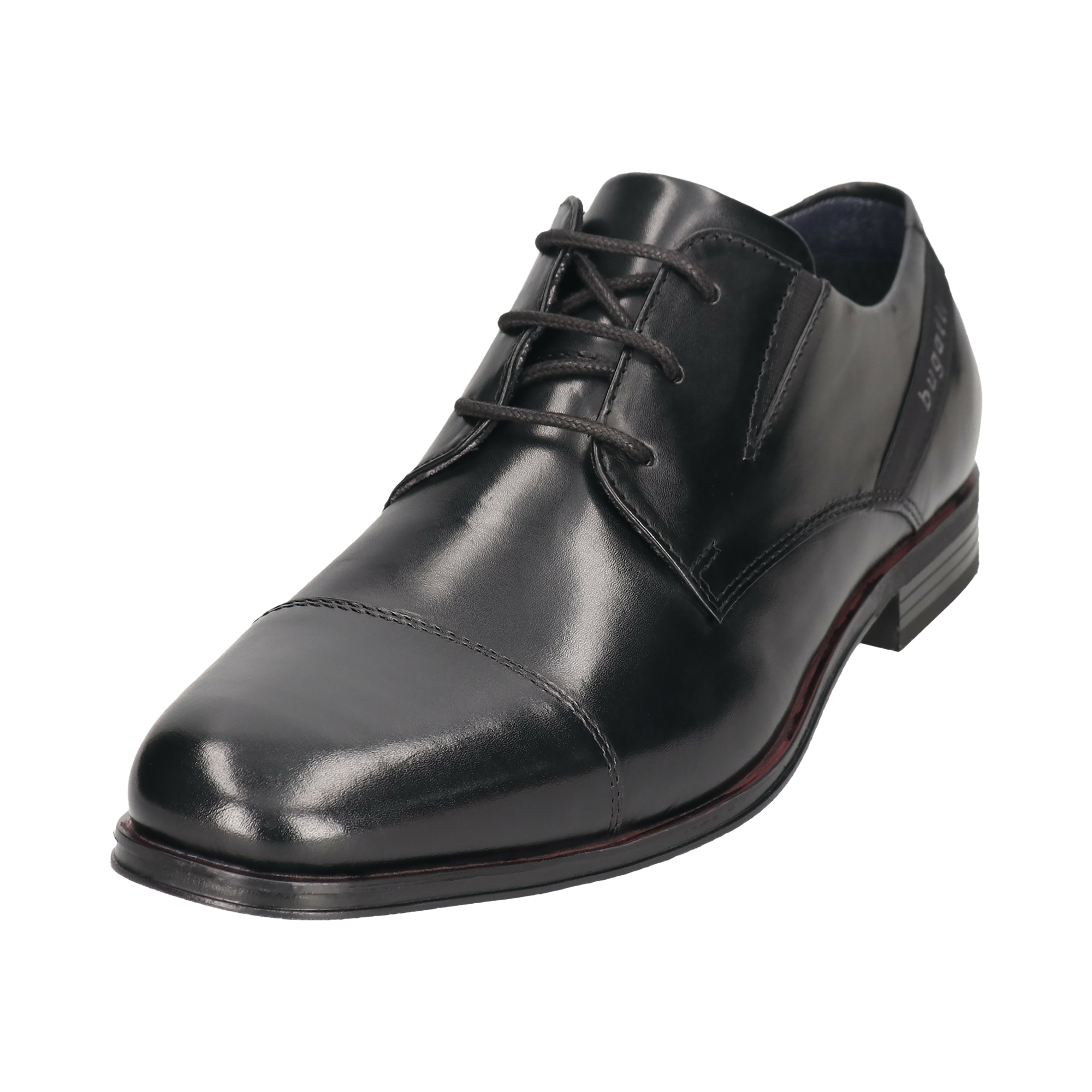 Schnürschuh BUGATTI, Herren, Gr. 46, schwarz, Leder, Schuhe Schnürschuh, Halbschuh, Business-Schnürer, Anzugschuh mit seitlichem Logoschriftzug