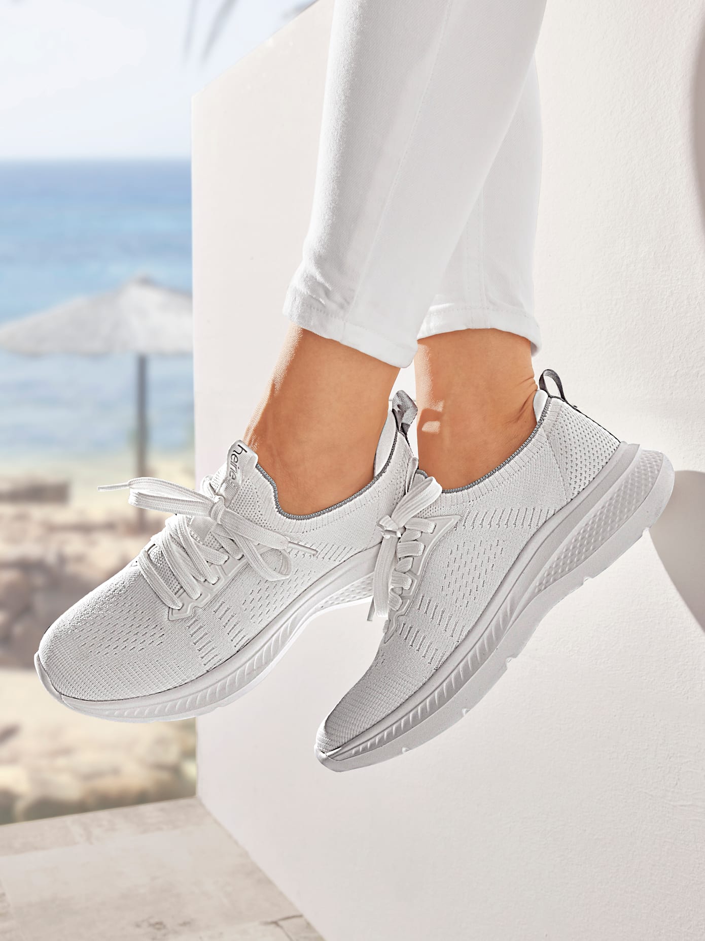 Sneaker HEINE, Damen, Gr. 37, weiß, Textil, Schuhe Sneaker