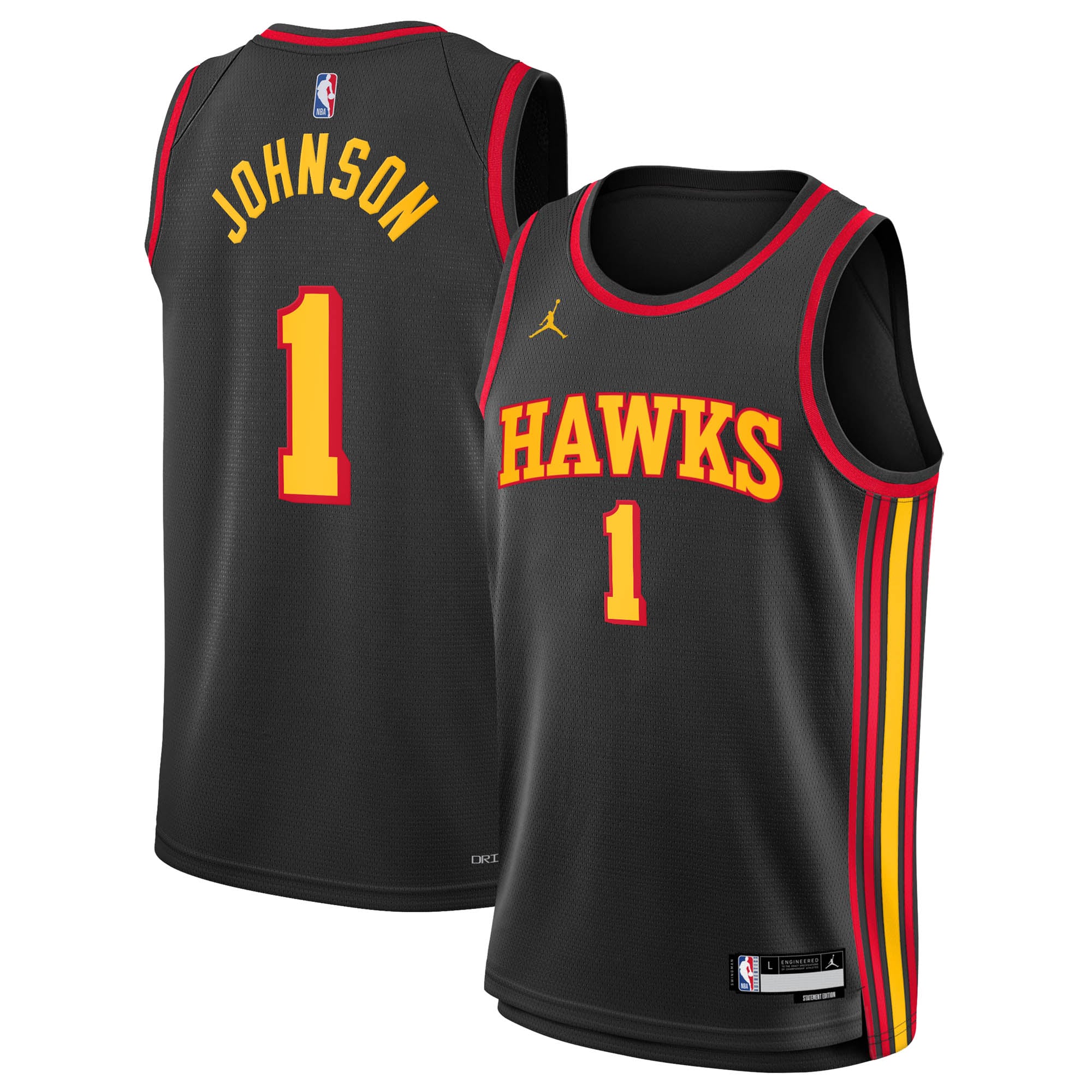 Atlanta Hawks Jordan Brand Statement Edition Swingman-Trikot – Schwarz – Jalen Johnson – Jugend