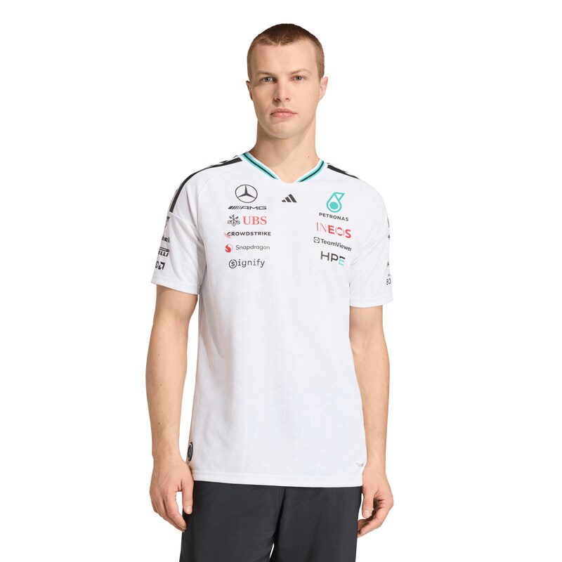 Mercedes AMG Petronas adidas Authentic Team-Fahrer-T-Shirt – Weiß Image