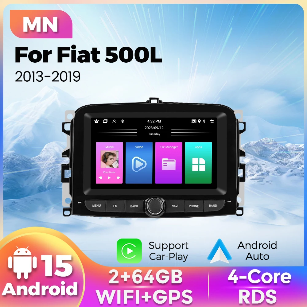 MEKEDE Android 15 Auto Radio Automotivo Multimedia Video Player Für Fiat 500L 2013-2019 Navigation GPS Auto Drahtlose Carplay BT Image