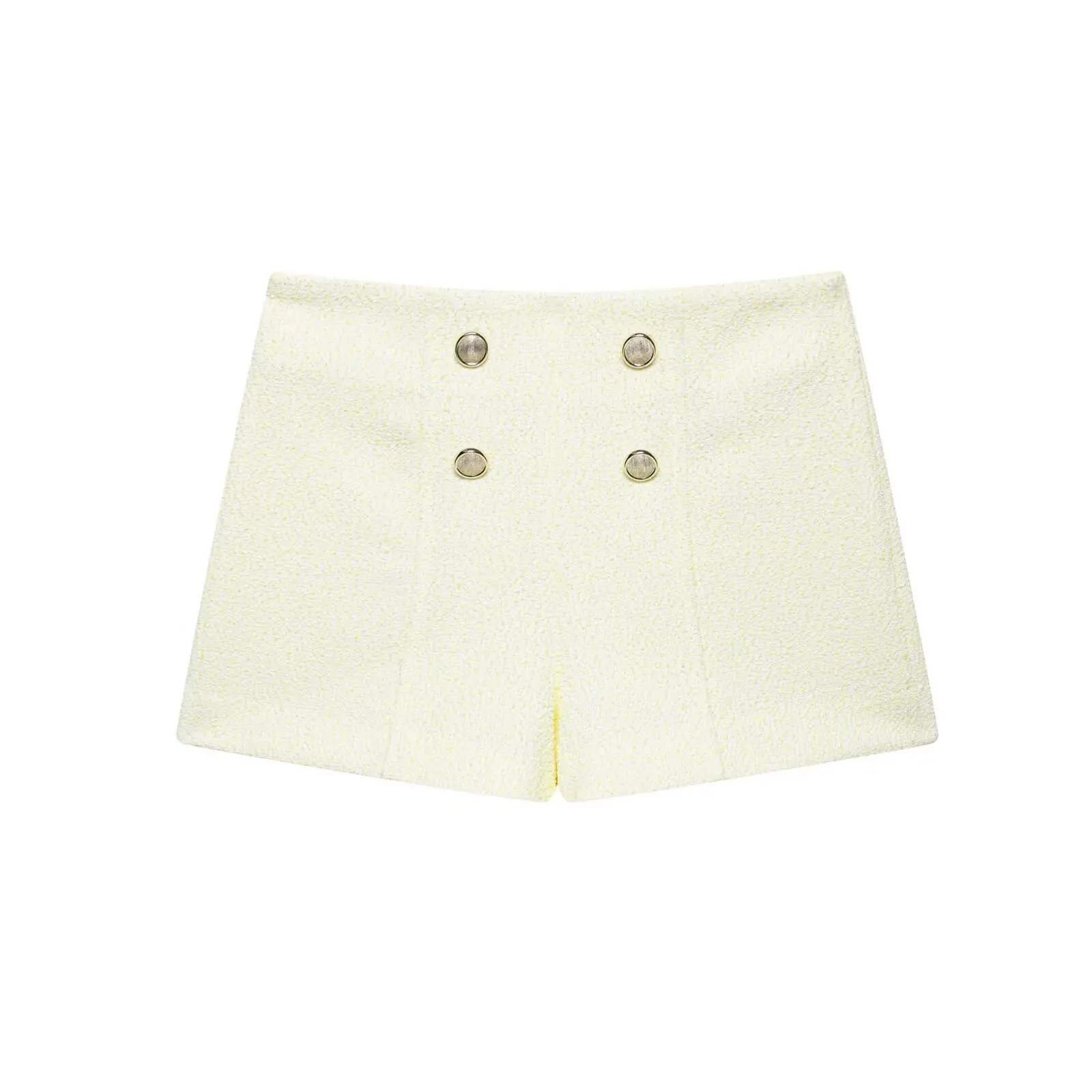ZEVITY 2025 Frauen Mode Goldene Tasten Design Textur Shorts Dame Beiläufige Dünne Zipper Hot Shorts Chic Pantalone Cortos QUN 9304 Image