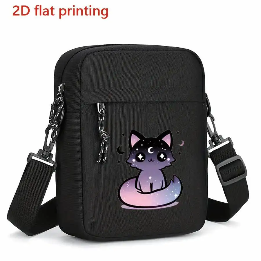 Mode chat imprimé en plein air décontracté toile sac à bandoulière femmes hommes Vintage Animal Mini sac de téléphone portable mode adolescent sac à bandoulière