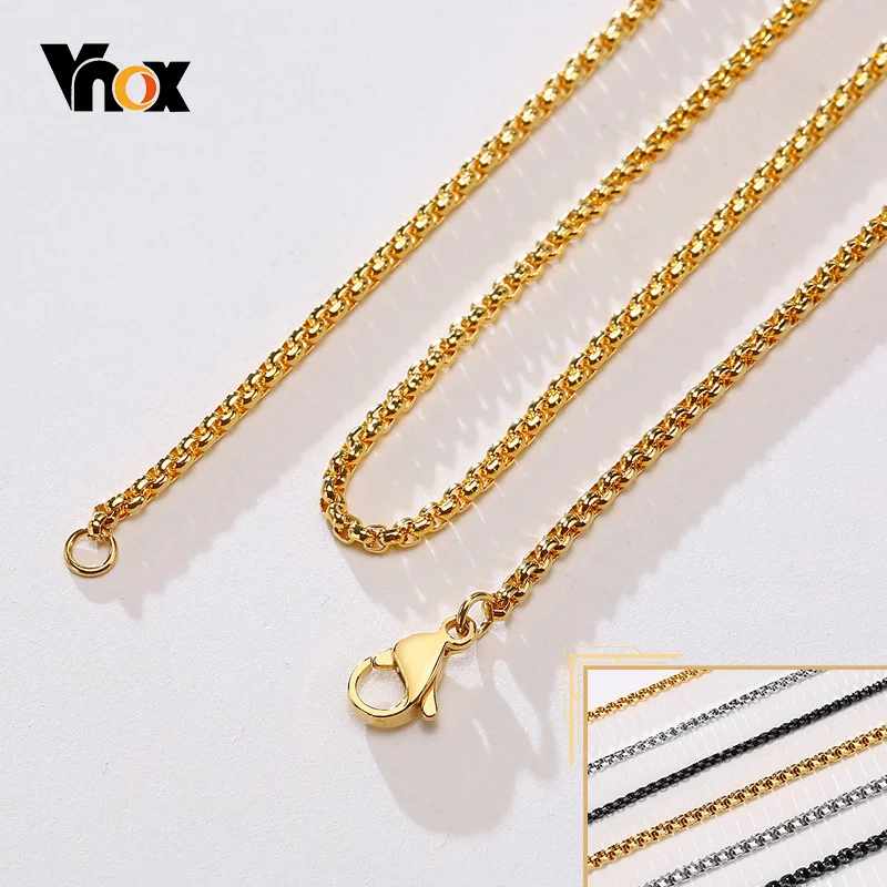 Vnox Grundlegende 2-7mm Breit Platz Rolo Runde Box Kette Halsketten für Männer Frauen, edelstahl CollarJewelry, 45/50/55/60/66/70cm Image