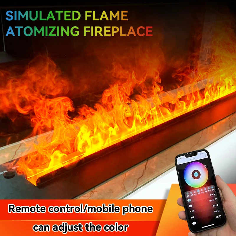 Wasser Elektrische 3D Kamin Fernbedienung APP Nebel Kamin Eingebettet Realistische Nebel Flamme Innen Dekoration Dampf Kamin Image