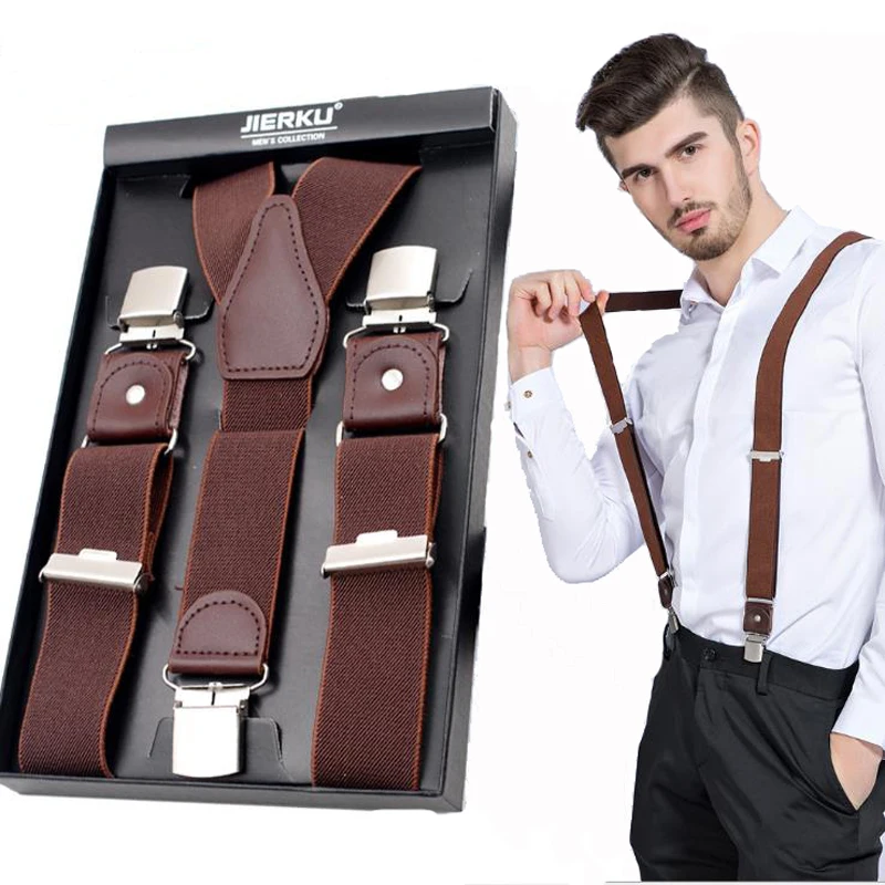 Neue Hosenträger für Herren, neue Hosenträger, 3 Clips, Leder, lässig, Suspensorios, Hosenträger, Geschenk für Papa, hochwertige Tirantes Image