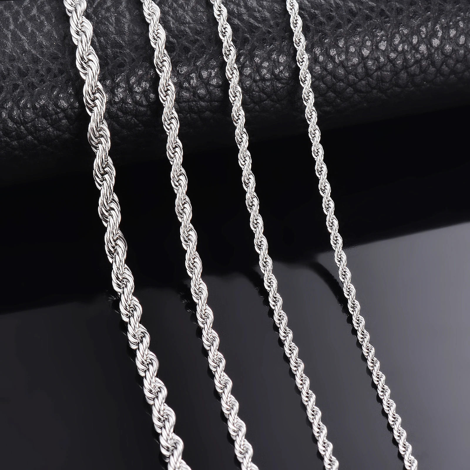 1 pezzo di colore dell'acciaio larghezza 2mm/2.5mm/3mm/4mm/5mm/6mm collana a catena in corda/bracciale per uomo donna collana a catena in acciaio inossidabile