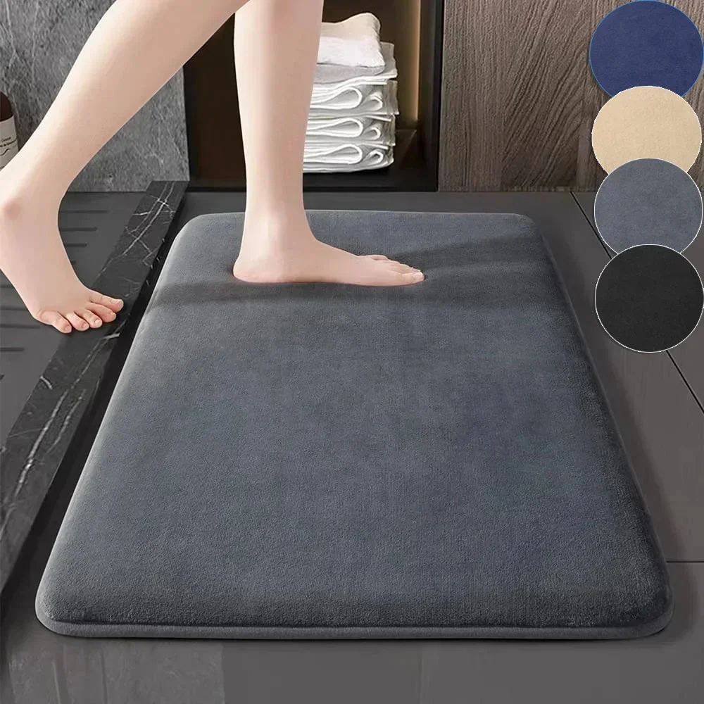 Doormat Coral Velvet Floor Mat Bathroom Door Mat Entrance Door Water Absorbent Carpet Kitchen Floor Mat 1cm Thick Bath Mat