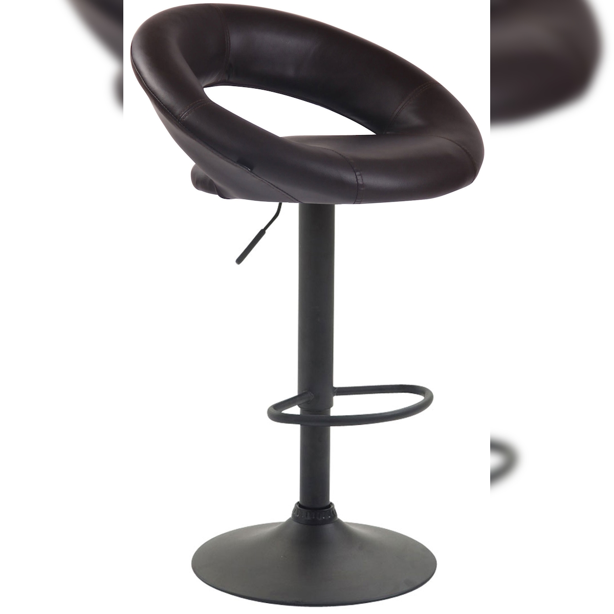 DELUKE Barhocker MEKIM - Kunstleder Braun 53x47x80 cm Schwarz | Barstuhl Höhenverstellbar Mit Lehne Drehbar Tresenhocker Tresenstuhl Kneipenhocker Image