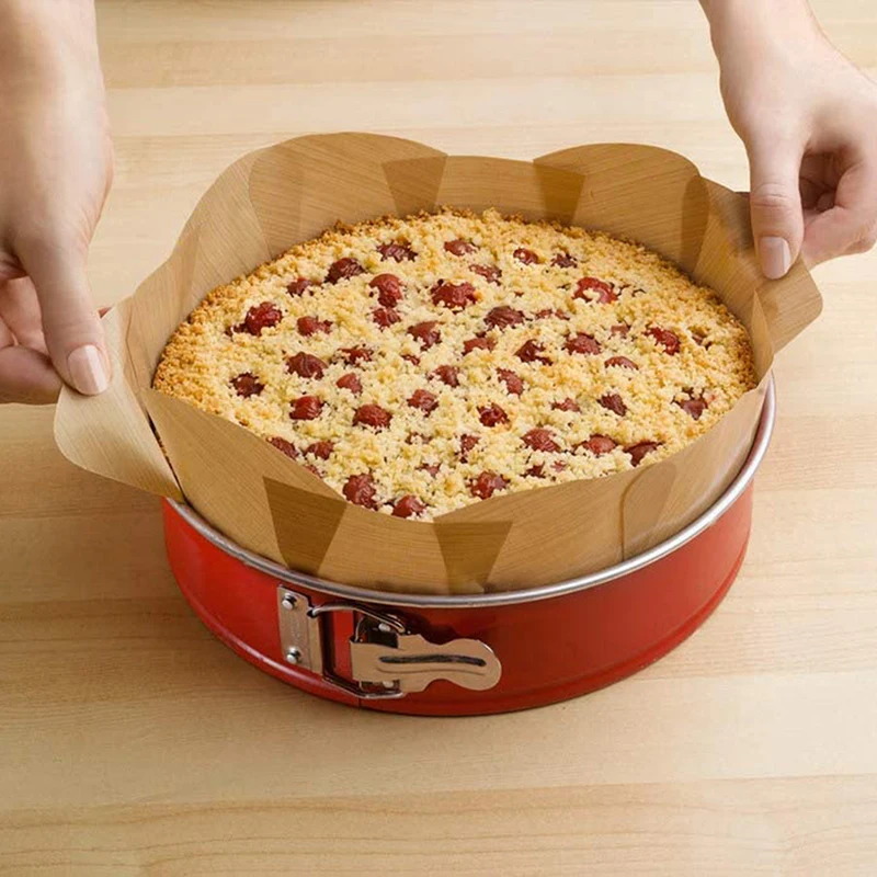 1/2 stücke Khaki Runde Kuchen Matten Kuchen Backen Pad Einfach Zu Bedienen Form Kuchen Matte Kuchen Zinn Liner Nicht-stick Für Backform Blatt Image