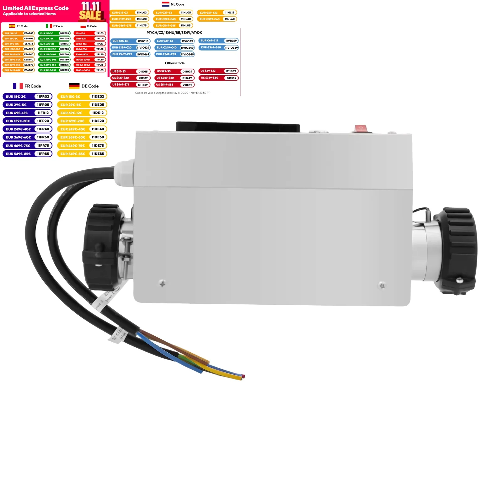 Piscine électrique de chauffage de piscine de 3kw 220v 52 ℃ Thermostat de Spa à température de réglage maximale, régulateur de température de chauffage de piscine