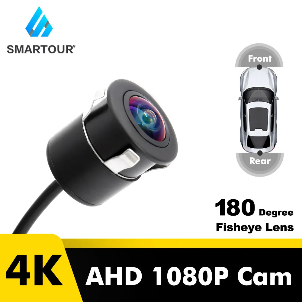 Smartour Telecamera per retromarcia per auto anteriore e posteriore Telecamera per parcheggio AHD 1080P Telecamera HD grandangolare da 180 gradi resistente all'acqua