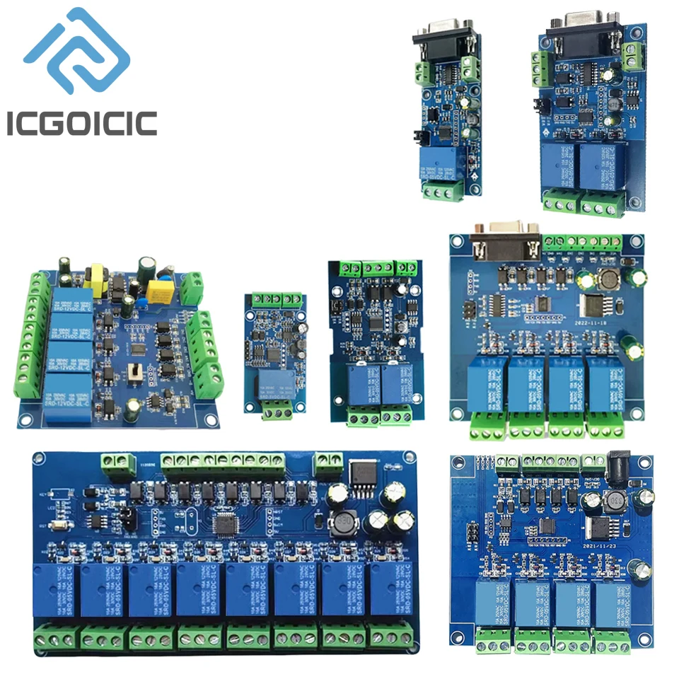 Modbus RTU Relaismodul 1/2/4 Kanal RS485 RS232 Industriesteuerung für SPS Image