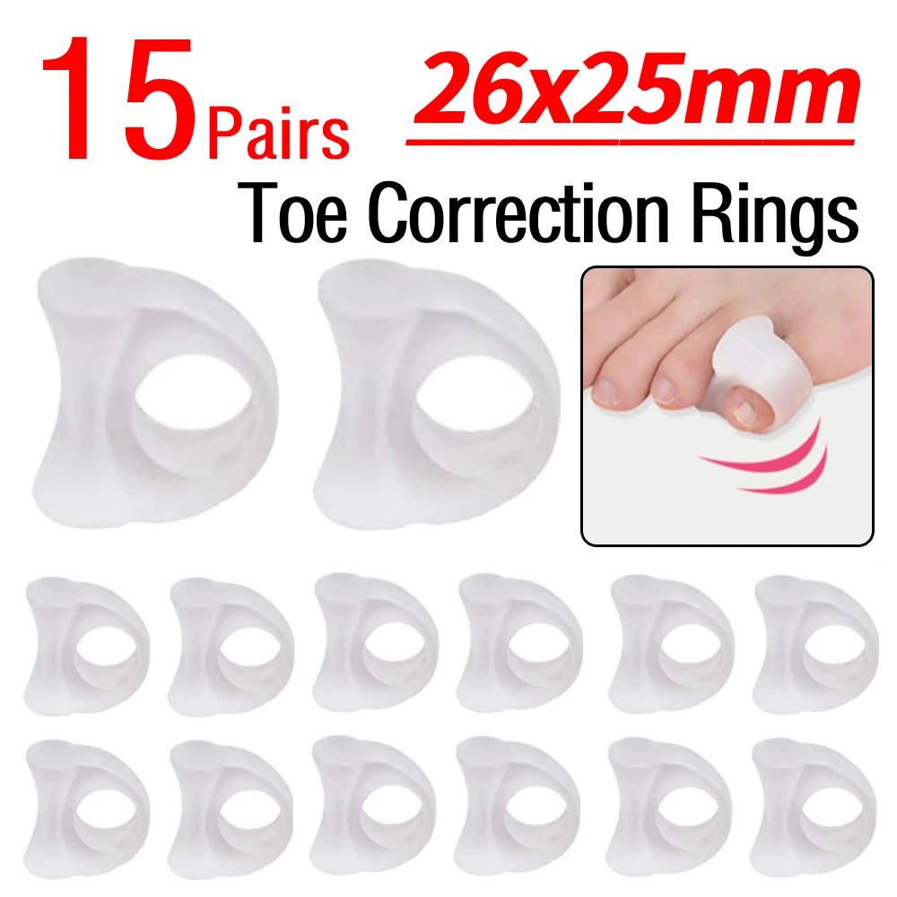 15 Paar Silikon-Zehenspreizer, Bunion Corrector für Hallux Valgus, Schmerzlinderung, Doppelring-Gel-Zehenglätter für die Fußpflege Image