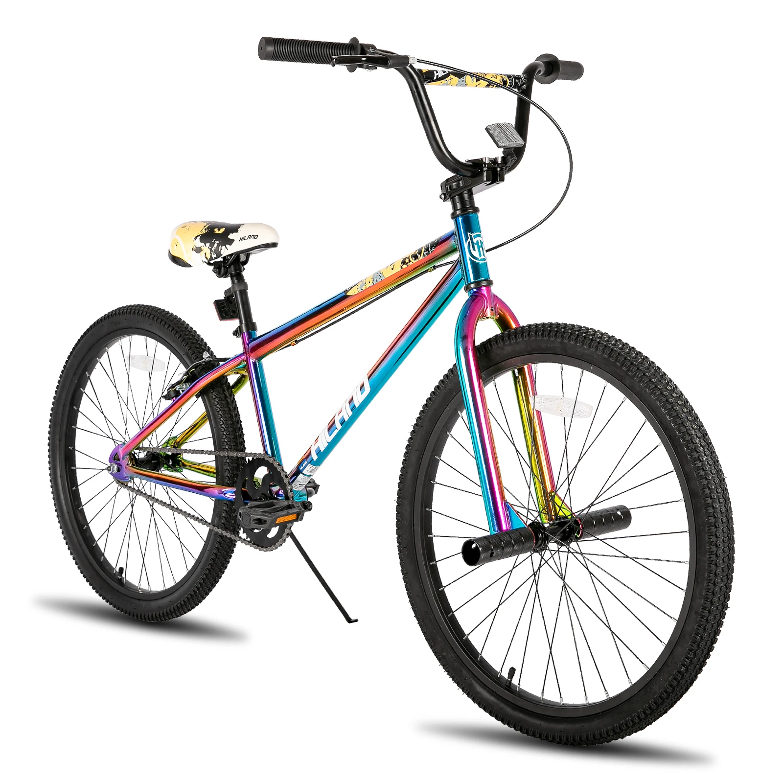 HILAND Freestyle 24-Zoll-BMX, Kinderfahrrad mit 2 Stahlrasten, Freilauf, für Jungen und Mädchen im Alter von 7, 8, 9, 10 Jahren Image