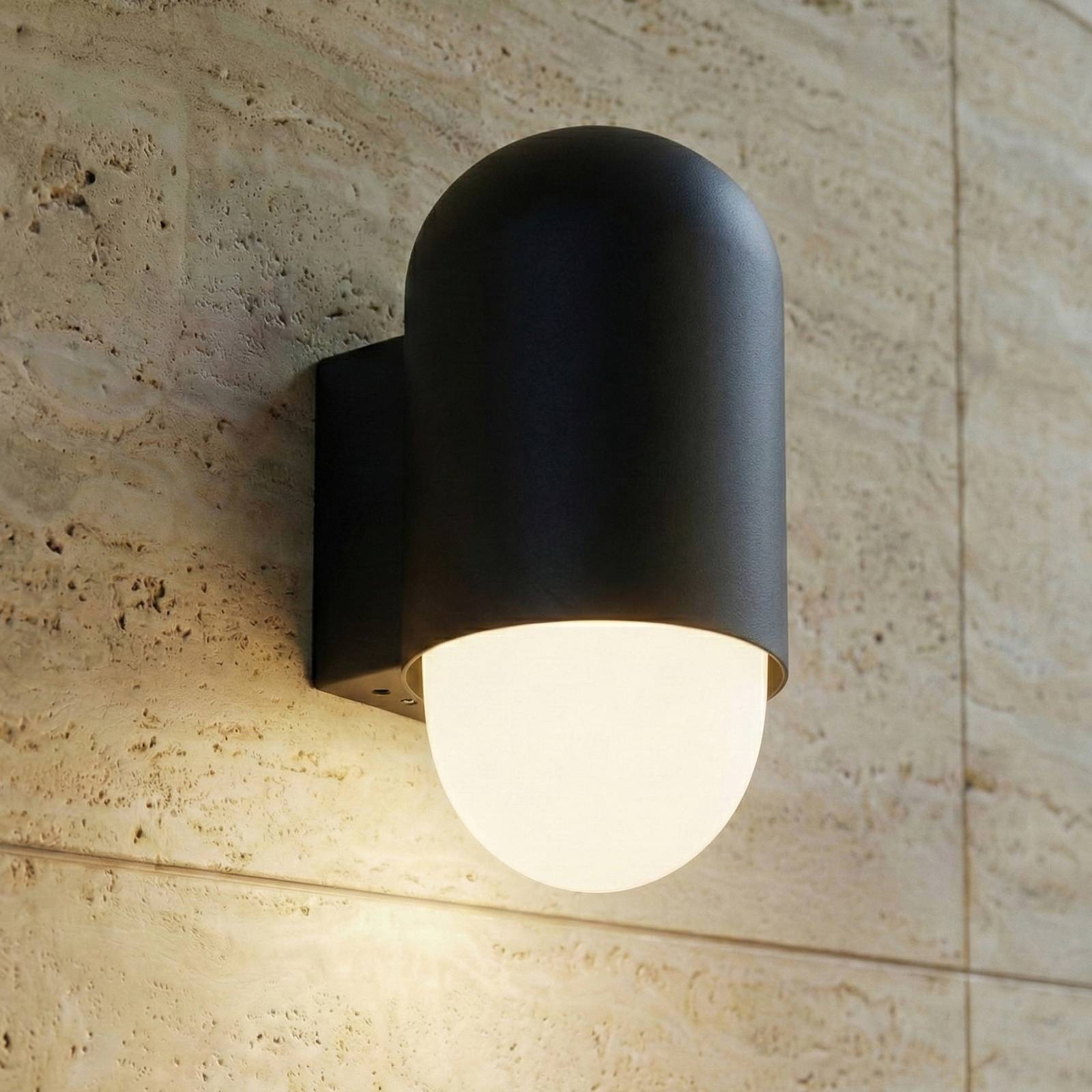Outdoor Wall Light Pilva Lindby, dimmable, Black, Aluminium, Modern, Outdoor Wall Light