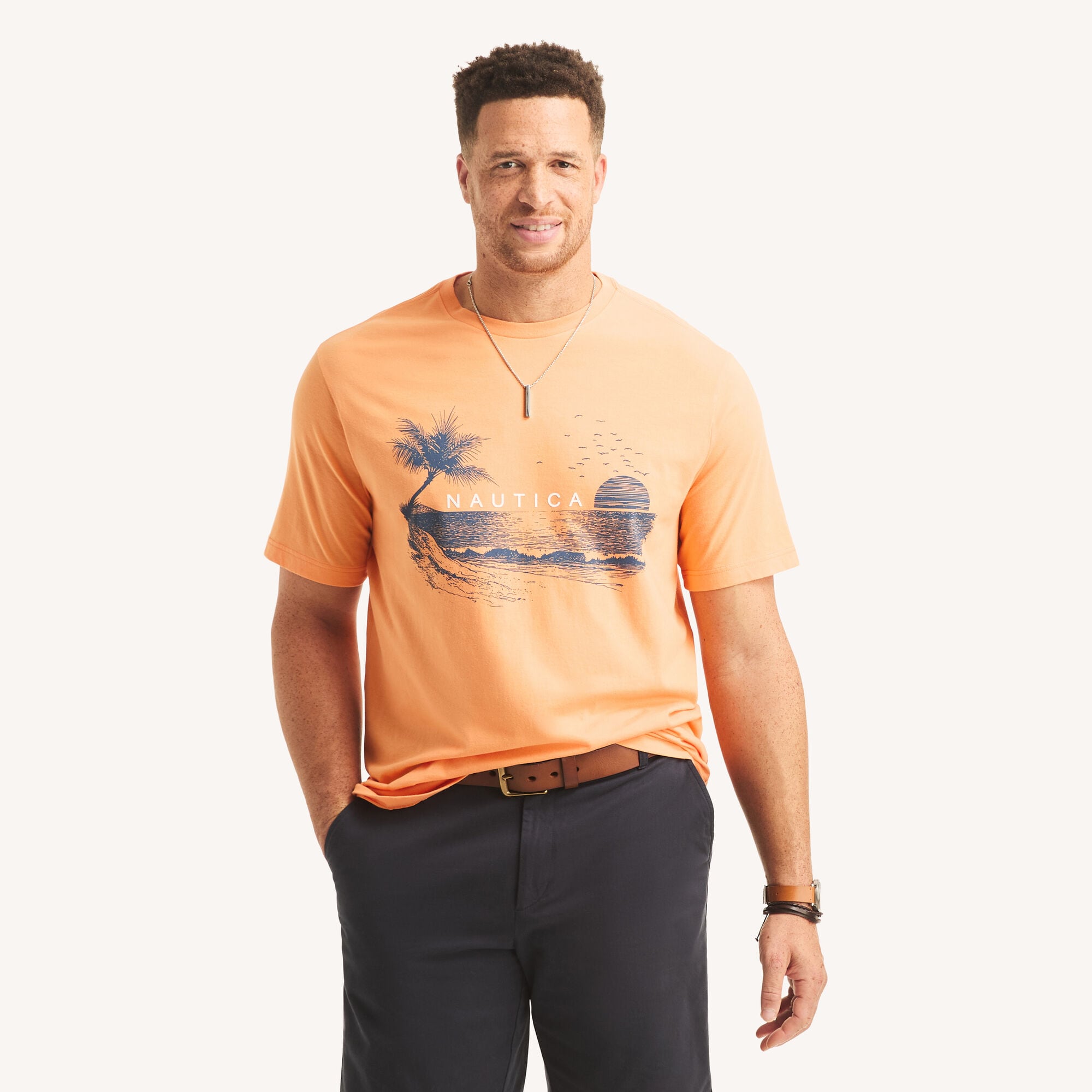 Nautica Men's Big & Tall Peace Sunset Graphic T-Shirt 801 (Nasturtium), 2XL