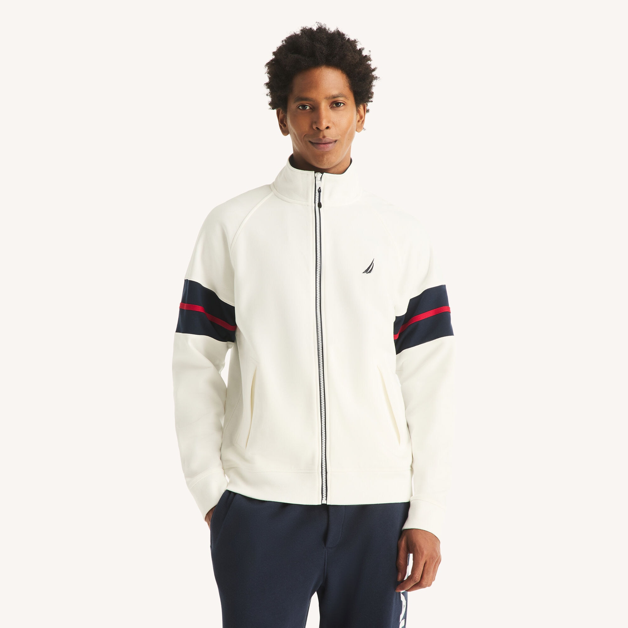 Nautica Men's Colorblock Raglan Sleeve Jacket 134 (Sail White), M