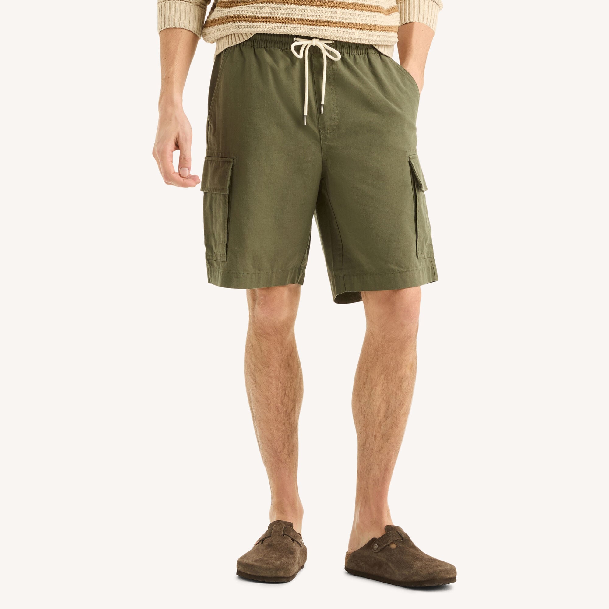 Nautica Men's 9.5" Chambray Pull-On Cargo Short 375 (Cargo Green), S